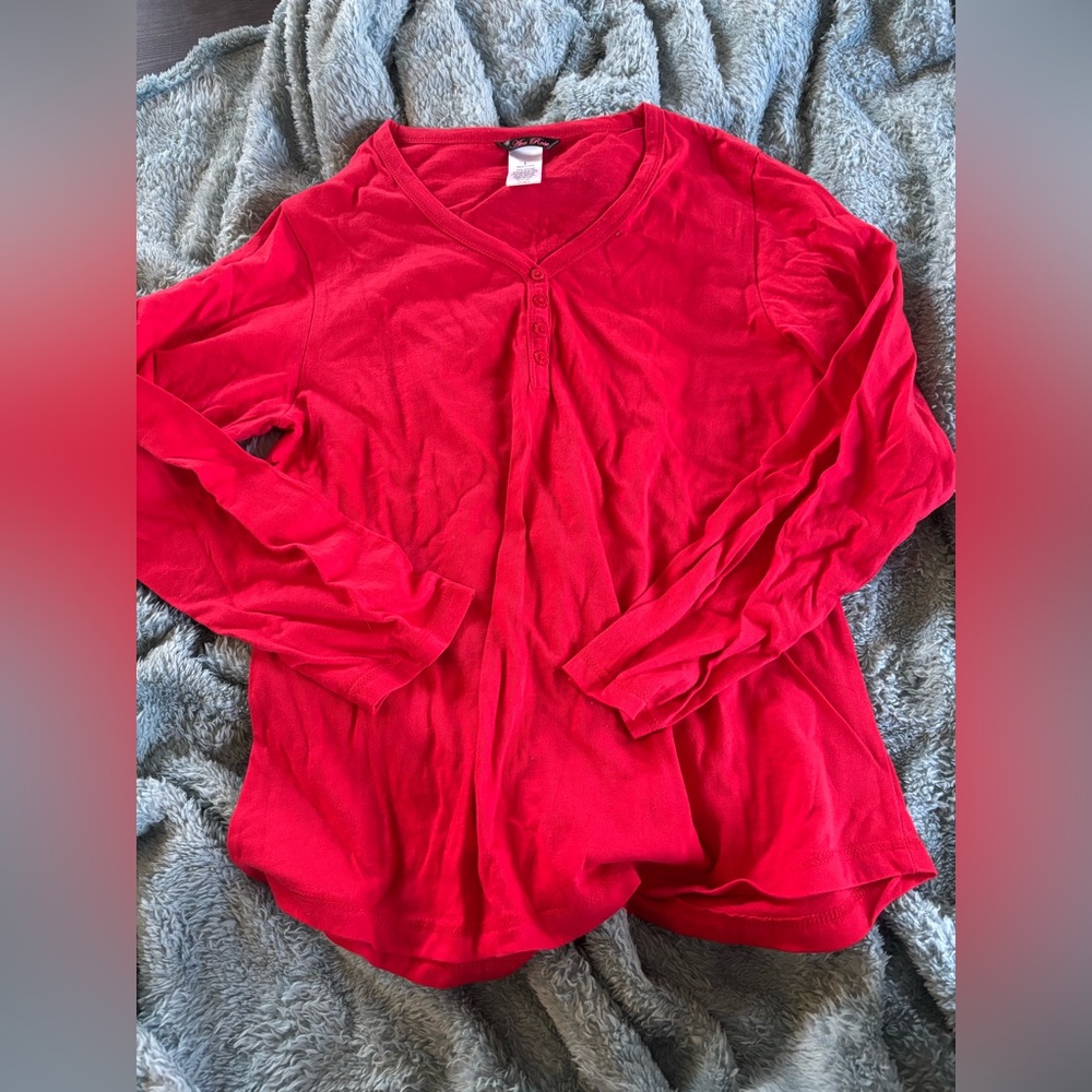 Women's Red V-Neck Top